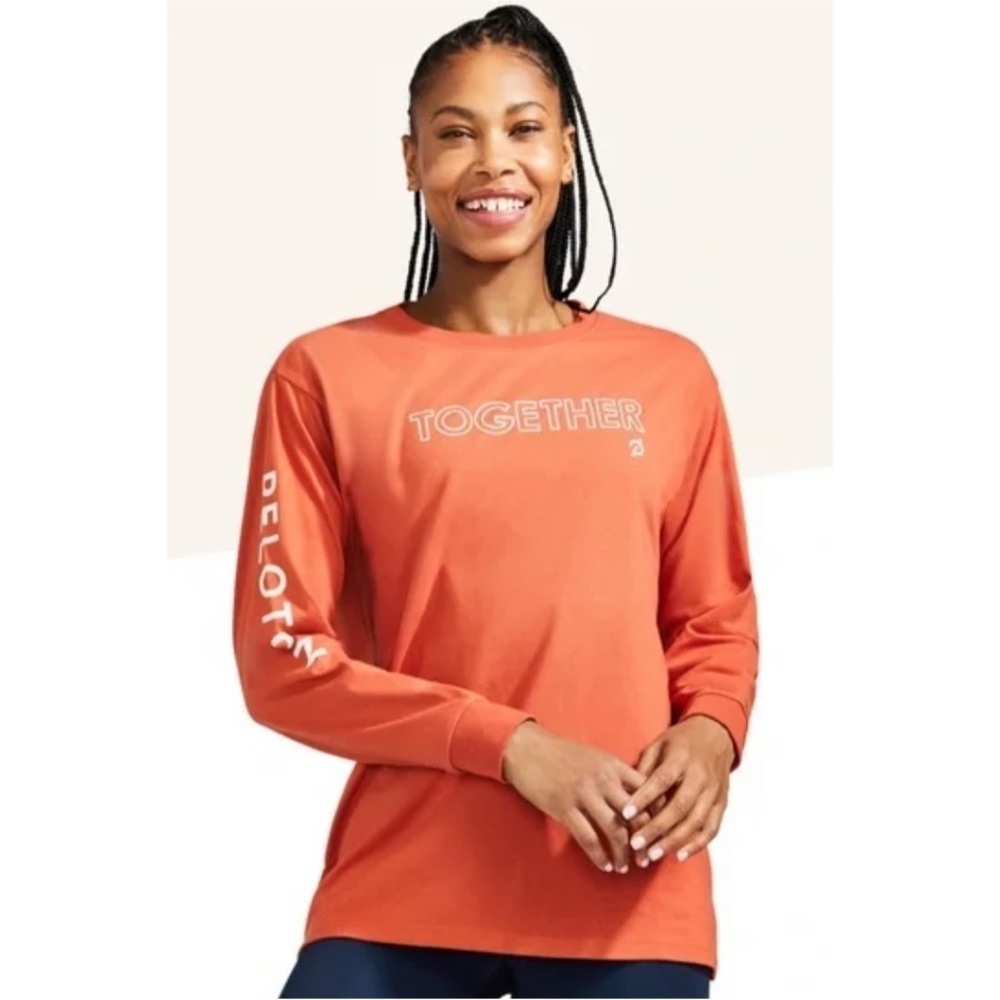 PELOTON Together We Go Far Rust Venice Long Sleeve Cycling T Shirt Small